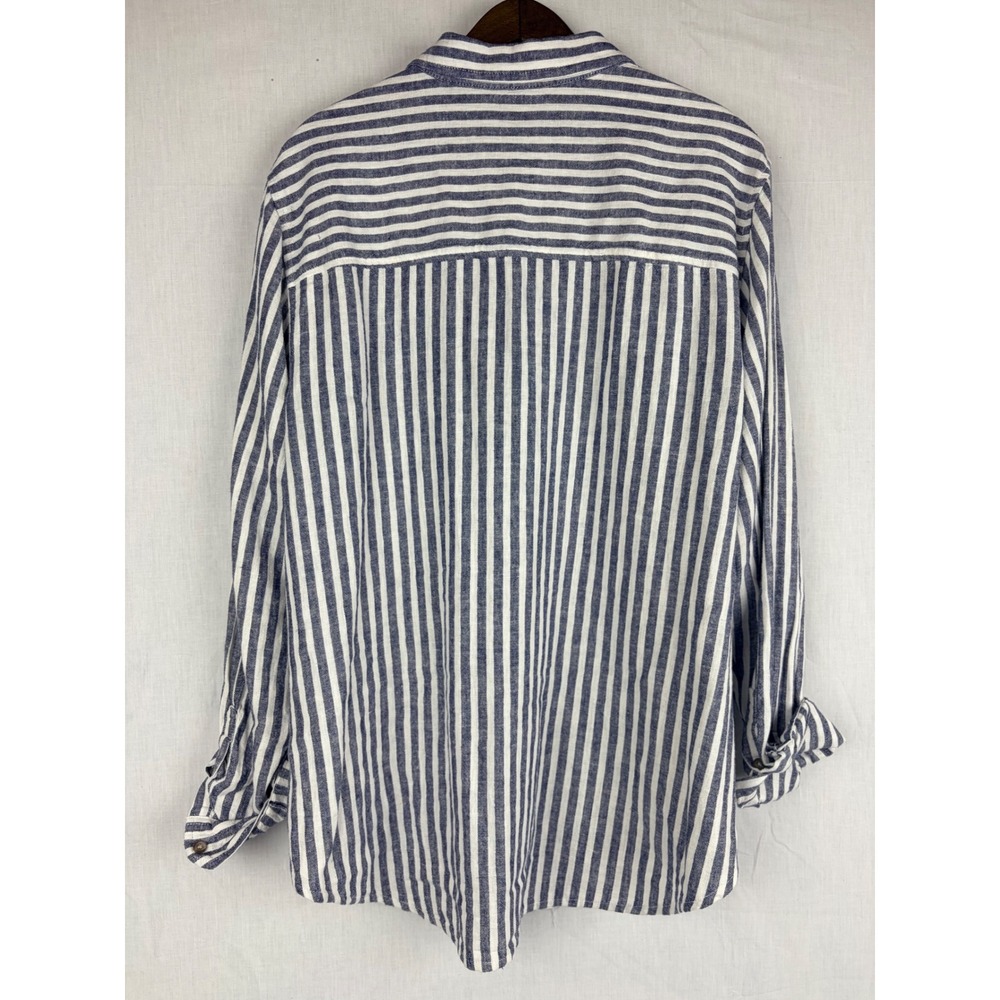 Universal Thread Navy Blue White Striped Button Down Shirt Relaxed Fit Large - Picture 5 of 13
